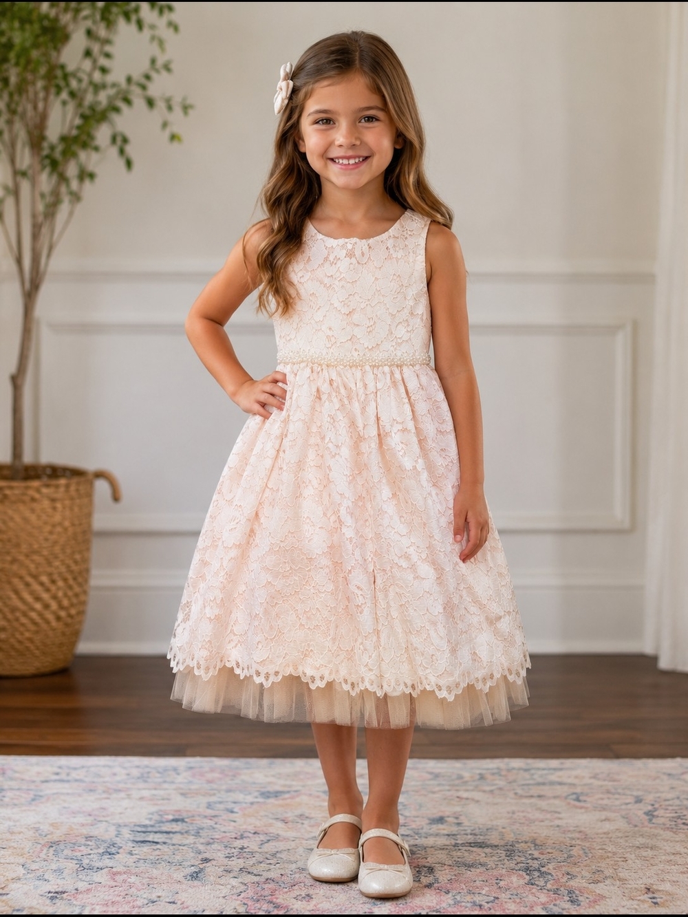 American Princess Blush Lace Tulle Party Dress